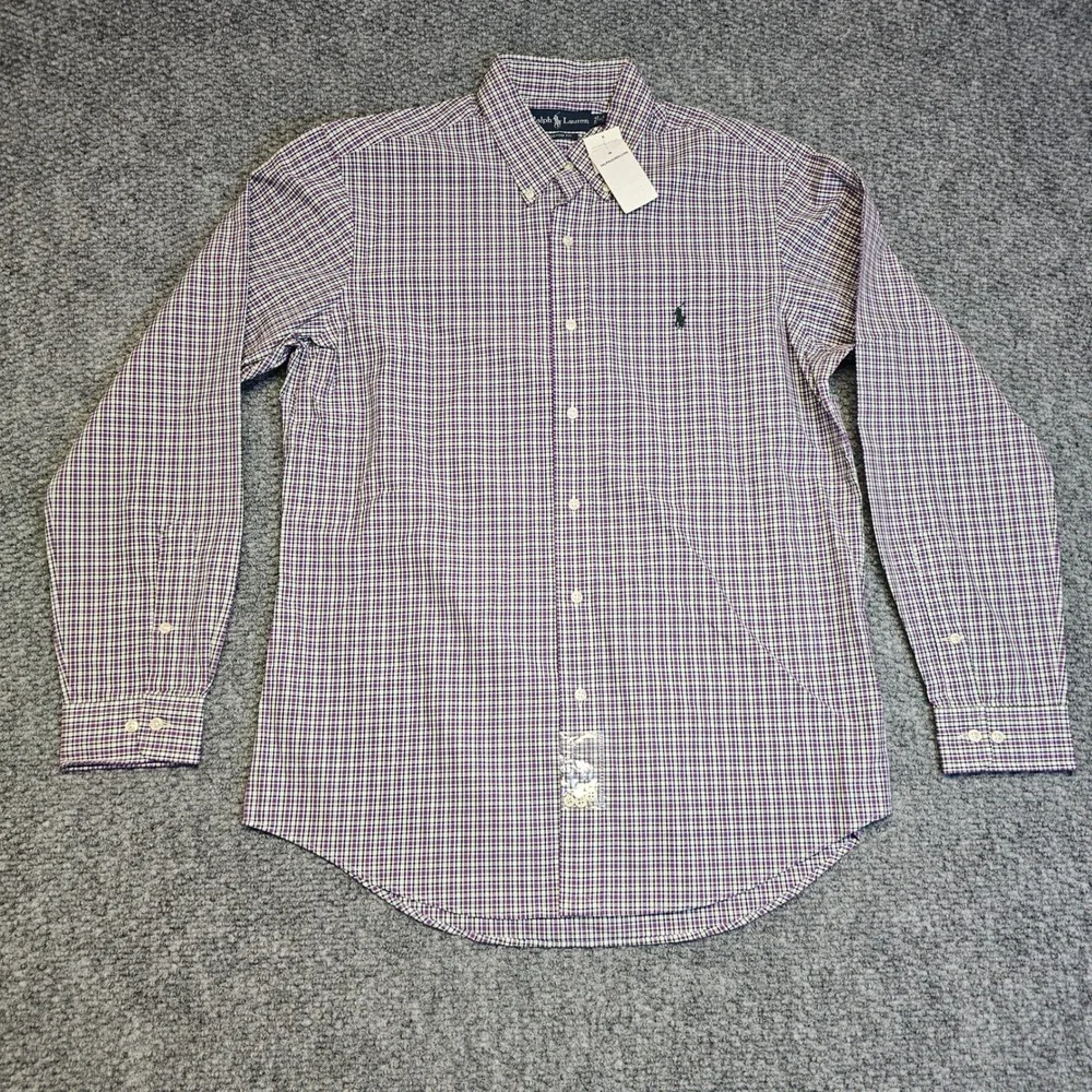 NWT Vintage Polo Ralph‎ Lauren Custom Fit Plaid Button Down Shirt Men's Large